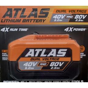Atlas 80V 2.5 Ah and 40V 5.0 Ah Lithium-Ion Battery, 57014, Orange