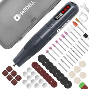 HARDELL Cordless Rotary Tool Kit 8V, 5-Speed Rotary Tools with Digital Display & Auto-Lock Chuck, 61pcs Quick-Change Power Rotary Tool with Light for Drilling, Engraving, Pet Grooming, DIY Crafts