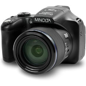 Minolta Pro Shot 20 Mega Pixel HD Digital Camera with 67X Optical Zoom, Full 1080P HD Video & 16GB SD Card, Black (Renewed)
