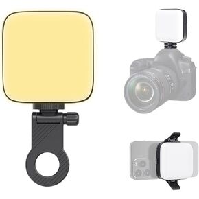Andoer 4.5W Pocket Photography Lamp Bi-Color LED Light Portable Vlog Light 3000K-9900K Color Temperature Dimmable with 2000mAh Battery 64 LED Beads with Clip Adapter Hot Shoe Mount Adapter Back Clips