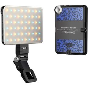 Andoer 5W Photography Lamp Bi-Color LED Light Pocket Vlog Light 2500K-9000K Color Temperature Dimmable with 60 LED Beads 1/4in Threaded Holes 2000mAh for Live Streaming Home Studio Comercial