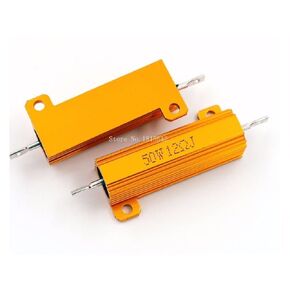 RX24 50W 12R 12RJ Metal Aluminum Case High Power Resistor Golden Metal Shell Case Heatsink Resistance Resistor 12 ohm 50w