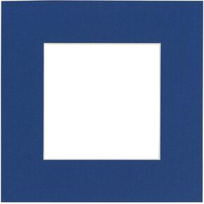 8x8 Mat Bevel Cut for 4x4 Photos - Precut Brittany Blue Square Shaped Photo Mat Board Opening - Acid Free Matte to Protect Your Pictures - Bevel Cut for Family Photos, Pack of 1 Matboard