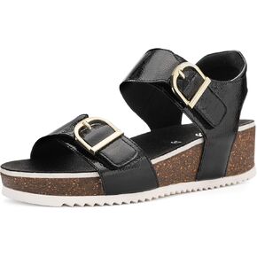 ARA Women's Nova Buckle Sandal, Black Patent Leather - 36 M(US)