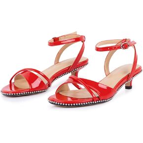 Kitten Heel Sandals For Women Fashionable Strappy Beaded Sandal With Ankle Strap Comfortable Open Toe and Low Heel Summer Heeled Shoes For Work Dating Dressy
