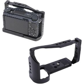 Gugxiom Camera Cage for ZV E10II, 1/4 Inch 3/8 Inch Screw Holes Video Cage Rig for Arca Type QR Plate, Video Rig Camera Stabilizer Frame for RS2 RS3 RS4 Stabilizer