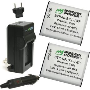 Wasabi Power Battery (2-Pack) and Charger for Sony NP-BK1 and Sony Bloggie MHS-CM5, MHS-PM5, Cyber-Shot DSC-S750, DSC-S780, DSC-S950, DSC-S980, DSC-W180, DSC-W190, DSC-W370, Webbie MHS-PM1