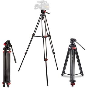 Ultimaxx 72 inch- Professional Heavy Duty Tripod Aluminum Twin Tube, 360 Panning Fluid Head, Non Slip High Strength Legs, Max Loading 17 LB, Camcorders and Cameras