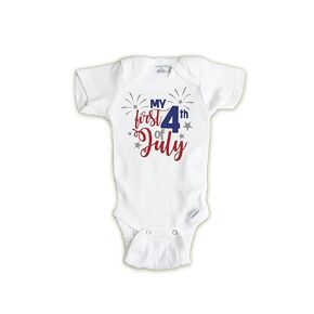 First Fourth of July Onesie Boy, 1st 4th of July Baby Girl Outfit, Patriotic Shirt For Baby, Little Firecracker, Red White Blue, Made in the USA (6-9 months)