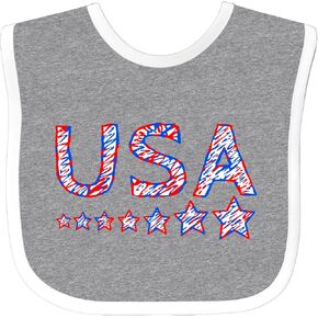 inktastic Fourth Of July USA- Red, White, and Blue Baby Bib