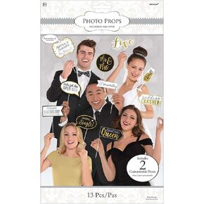 Amscan Wedding Photo Prop Kit, 13 pcs