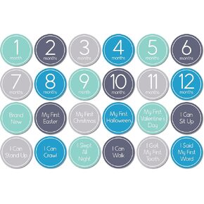 Monthly Baby Milestone Stickers | Set of 24 Month First Year Newborn Infant Growth Sticker for Babies | Shower Gift
