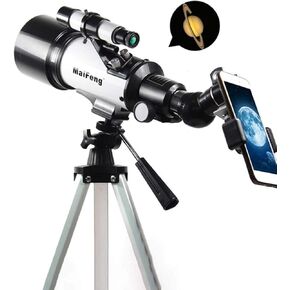 MF40070 Portable Refractor Telescope – Fully Coated Glass Optics - Ideal Telescope for Beginners with Phone Mount & Tripod