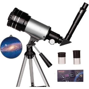 Space Astronomical Telescope 70Mm Hd Refractor Telescope with Lightweight Tripod and 2 Options Eyepiece Moon Filter for Kids and Beginner Adults