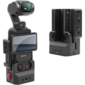 Expansion Adapter for DJI Osmo Pocket 3,Aluminum Protective Cage with 1/4" Screw Holes, Cold Shoe, and Quick-Release for Osmo Action