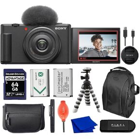 Sony ZV-1F Vlog Camera for Content Creators and Vloggers (Black) Bundle with Advanced Accessories | ZV1F/B