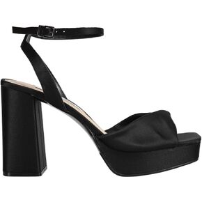 NINA Womens Stacie Ankle Strap Block Platform Dress Sandals High Heel 3" & Up - Black