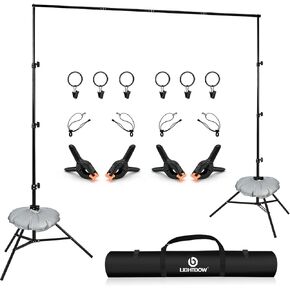 Lightdow 10x9ft Joinable Backdrop Stand Kit - Premium Photo Studio Background Support with 2 Tripods, 6 Clips, 4 Crossbars, 4 Clamps, Water Bags, Carry Bag for Photography, Parties, Decorations