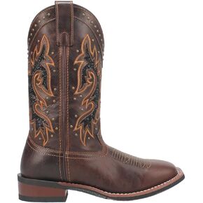 LAREDO WOMENS LOCKHART مرصعة بأصابع قدمية مربعة أحذية غير رسمية منتصف العجل منخفض الكعب 1-2 " - بني