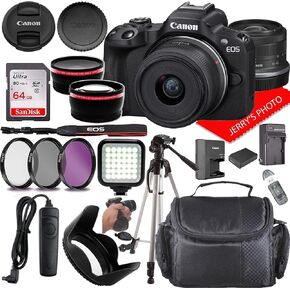 Canon EOS R50 Mirrorless Camera w/Canon RF-S 18-45mm f/4.5-6.3 IS STM Lens + Case + 64GB Memory (21pc Bundle) (Renewed)