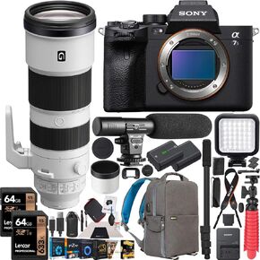 Sony A7S III إطار كامل إطار الكاميرا بدون مرآة مع Fe 200-600mm F5.6-6.3 G OSS Super Teameleto Lens SEL200600G ILCE-7SM3/B حزمة W/DECO GEAR Photography Program