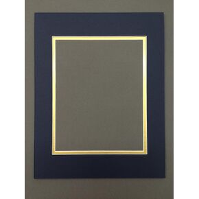 22x28 Navy Blue and Gold Double Picture Mats or Photography Matting Bevel Cut for 18x24 Pictures
