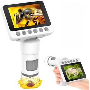 Portable Digital Microscope for Kids: 1000X Pocket Microscope with Screen Handheld Magnifier for Coins Jewelry Reading Science Learning with Light for Adults Children 8-12