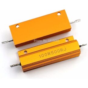RX24 100W 500R 500RJ Metal Shell Aluminium Gold Resistor High Power Resistance Golden Heat Sink Resistor 100 Watt 500 ohm