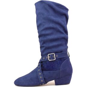 Women's Indoor Suede Salsa Leather Sole Ballroom Dance Shoes Urban Charm West Coast Swing Line Dance Boots