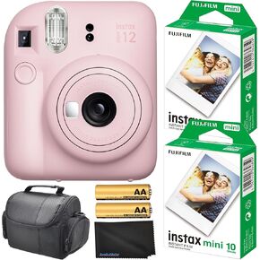 Fujifilm Instax Mini 12 Instant Camera + Fuji Film Pack (20 Sheets) + Compatible Carrying Case (Pastel Blue)