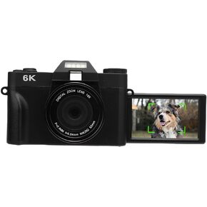 Bewinner Mirrorless Camera with 6K Video, 64MP CMOS Sensor,16X Digital Zoom, 180° Flip Screen, Autofocus, WiFi Transfer for Vlogging Photography (Black)