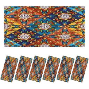 Fluorescent Light Covers for Ceiling Lights Mexican talavera ceramic tile seamless Decoration ornamental Easy to Install Magnetic Light Filter for Classroom Office Hospitals School Home Decor