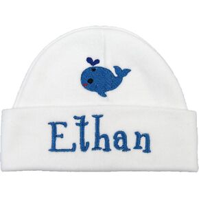 Personalized Baby hat for a Baby Girl or Baby boy with Whale, Custom Preemie boy hat, Custom