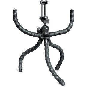 Bower 14-inch Grappling Vlogging Tripod with Bendable Arms and Legs, 360-degree Ball Head Mount, Phone Mount with Cold Shoe