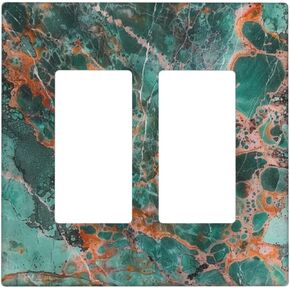 Decorative Switch Plate Cover with Modern Grey White Marble Print Design 4 Gang Artistic Wall Plate Unique Quad Toggle Light Switch Covers Electrical Faceplate for Bathroom Kitchen Wall Decor