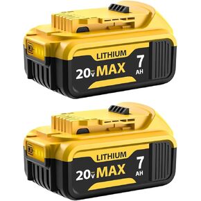 2-Packs 7000mAh Replacement for Dewalt 20V Max Battery Compatible with DCB207 DCB201 DCB203 DCB206 DCB204 Compatible with Dewalt 20V Cordless Power Tools and Chargers