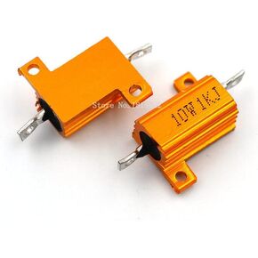 2PCS RX24 10W 1KR 1KRJ 1KJ Wire Wound Resistor Metal Shell Aluminium Golden Resistor 10Watt 1K ohm Heatsink Resistance