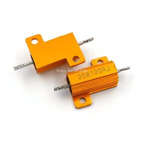 RX24 25W 100R 100RJ Power Metal Shell Aluminium Gold Resistor 25Watt 100 ohm Power Heatsink Resistance Golden Heat Sink Resistor