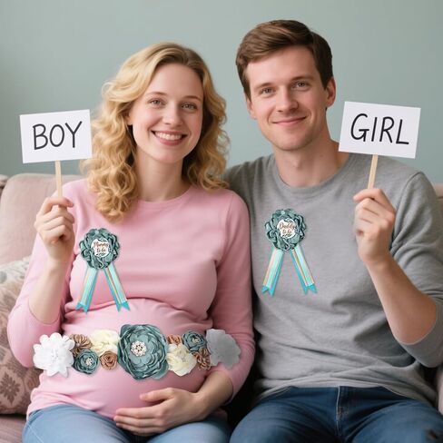 3pcs Teddy Bear Mommy to Be Sash, Mommy and Daddy to Be Pins Corsage, Maternity Sash Belt for Baby Shower, Maternity Photography Props, Souvenir Gifts, Baby Shower Decorations (Blue) in Kuwait