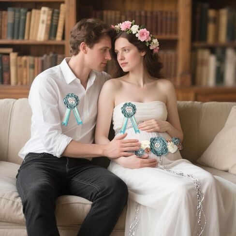 3pcs Teddy Bear Mommy to Be Sash, Mommy and Daddy to Be Pins Corsage, Maternity Sash Belt for Baby Shower, Maternity Photography Props, Souvenir Gifts, Baby Shower Decorations (Blue) in Kuwait