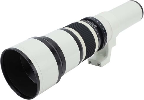 Kimiss 500mm F6.3 Manual Focus Telepso Lens with T2 FX Adapter Ring للمناظر الطبيعية | مثالي لتصوير الطيور والحياة البرية (أبيض) in Kuwait