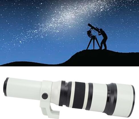 Kimiss 500mm F6.3 Manual Focus Telepso Lens with T2 FX Adapter Ring للمناظر الطبيعية | مثالي لتصوير الطيور والحياة البرية (أبيض) in Kuwait