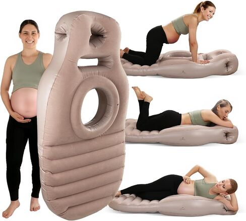 Inflatable Pregnancy Pillow with Belly & Head Hole – Full Body Maternity Airbed for Stomach Sleeping, Back Pain & SPD Relief – Comfortable, Portable & Includes Electric Pump Gray in Saudi Arabia