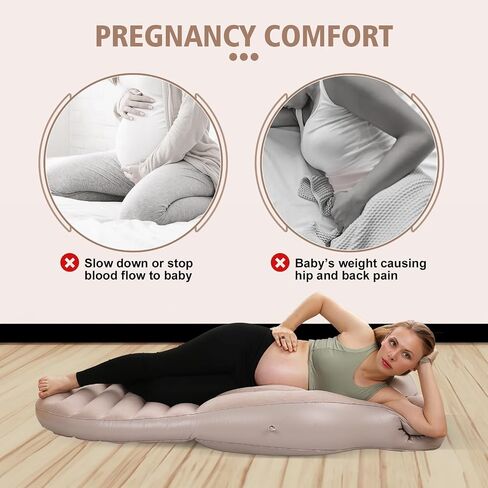 Inflatable Pregnancy Pillow with Belly & Head Hole – Full Body Maternity Airbed for Stomach Sleeping, Back Pain & SPD Relief – Comfortable, Portable & Includes Electric Pump Gray in Saudi Arabia