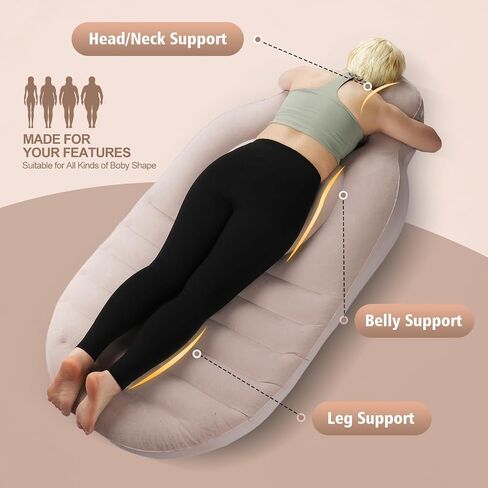 Inflatable Pregnancy Pillow with Belly & Head Hole – Full Body Maternity Airbed for Stomach Sleeping, Back Pain & SPD Relief – Comfortable, Portable & Includes Electric Pump Gray in Saudi Arabia