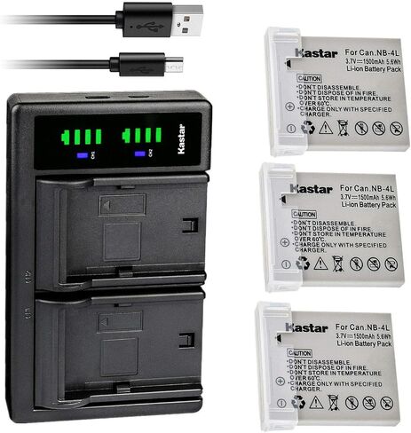 Kastar LTD2 USB Battery Charger Replacement for Canon IXY Digital 50, IXY Digital 55, IXY Digital 60, IXY Digital 70, IXY Digital 80, IXY Digital 90, IXY Digital L3, IXY Digital L4 Camera in Saudi Arabia