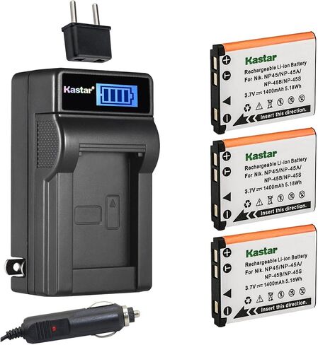 KASTAR NP-45 LCD AC Charger متوافق مع FUJIFILM NP-45A NP-45B NP-45S ، Finepix Z90 Z91 ، FinePix Z100FD Z110 Z11 ، FinePix Z200FD Z250FD ، Finepix Z300 ، FinePix Z700EXR Z707EXR in Kuwait