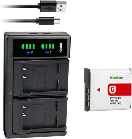 Kastar NP-BG1 LTD2 USB Battery Charger Replacement for Sony Cyber-Shot DSC-H50, Cyber-Shot DSC-H55, Cyber-Shot DSC-H70, Cyber-Shot DSC-H90, Cyber-Shot DSC-HX5, Cyber-Shot DSC-HX5V Camera in Kuwait