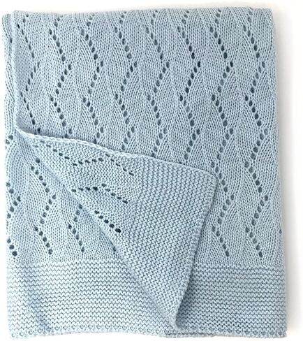 Ravelry Knitted Baby Blanket 30"x40" (French Blue) in Kuwait