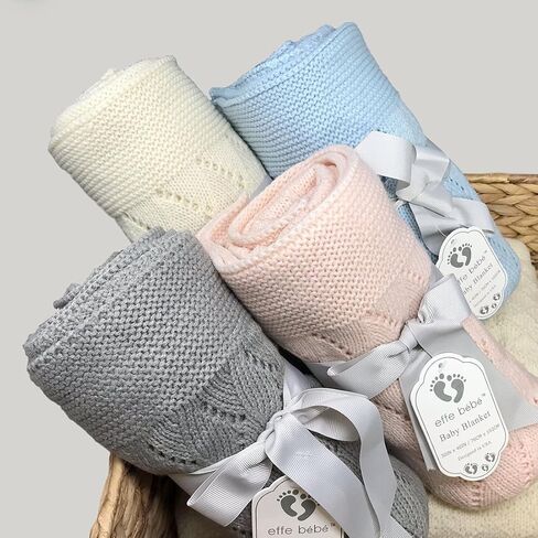 Ravelry Knitted Baby Blanket 30"x40" (French Blue) in Kuwait